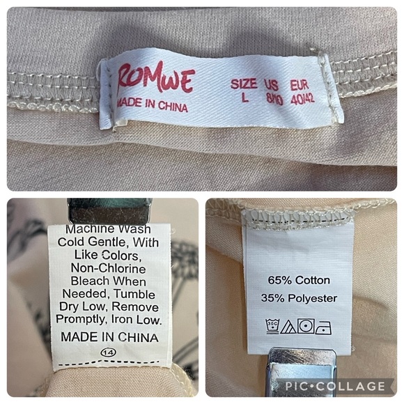 Beige Short Sleeve Tshirt Floral Print | Size Large 14 - Picture 5 of 5